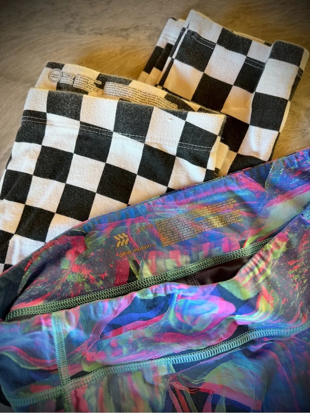 WONDER NATION | L 10/12 | Black White Checkered Cotton Leggings + Skirt Lot
